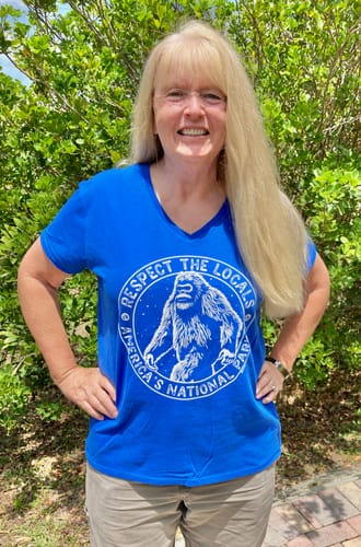 Customer photo review of Respect The Locals Bigfoot Women's V-Neck Tee