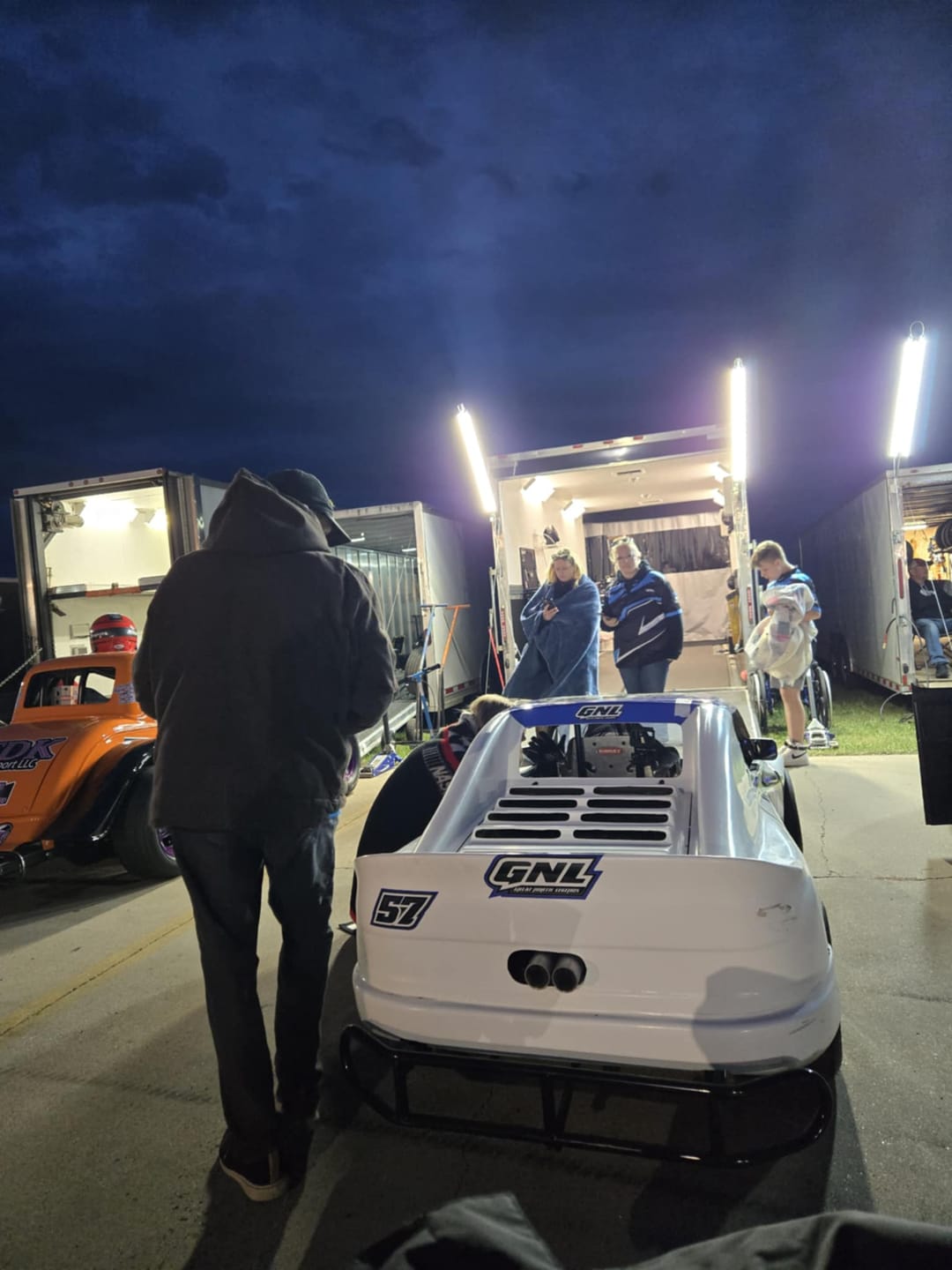 Customer photo review of Racing Trailer Pit Light – Dual 5 Foot Pole 20,000 Lumens