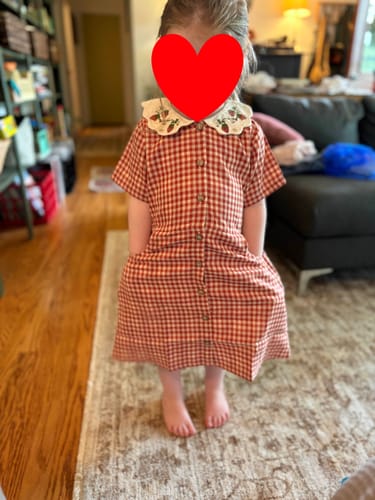 Customer photo review of Little Red Check Button Through Short Sleeve Dress