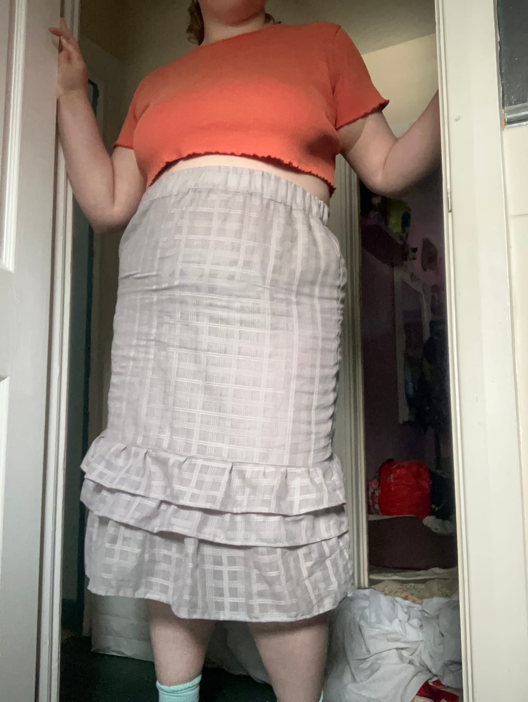 Customer photo review of Grey Checkered Muslin Fabric