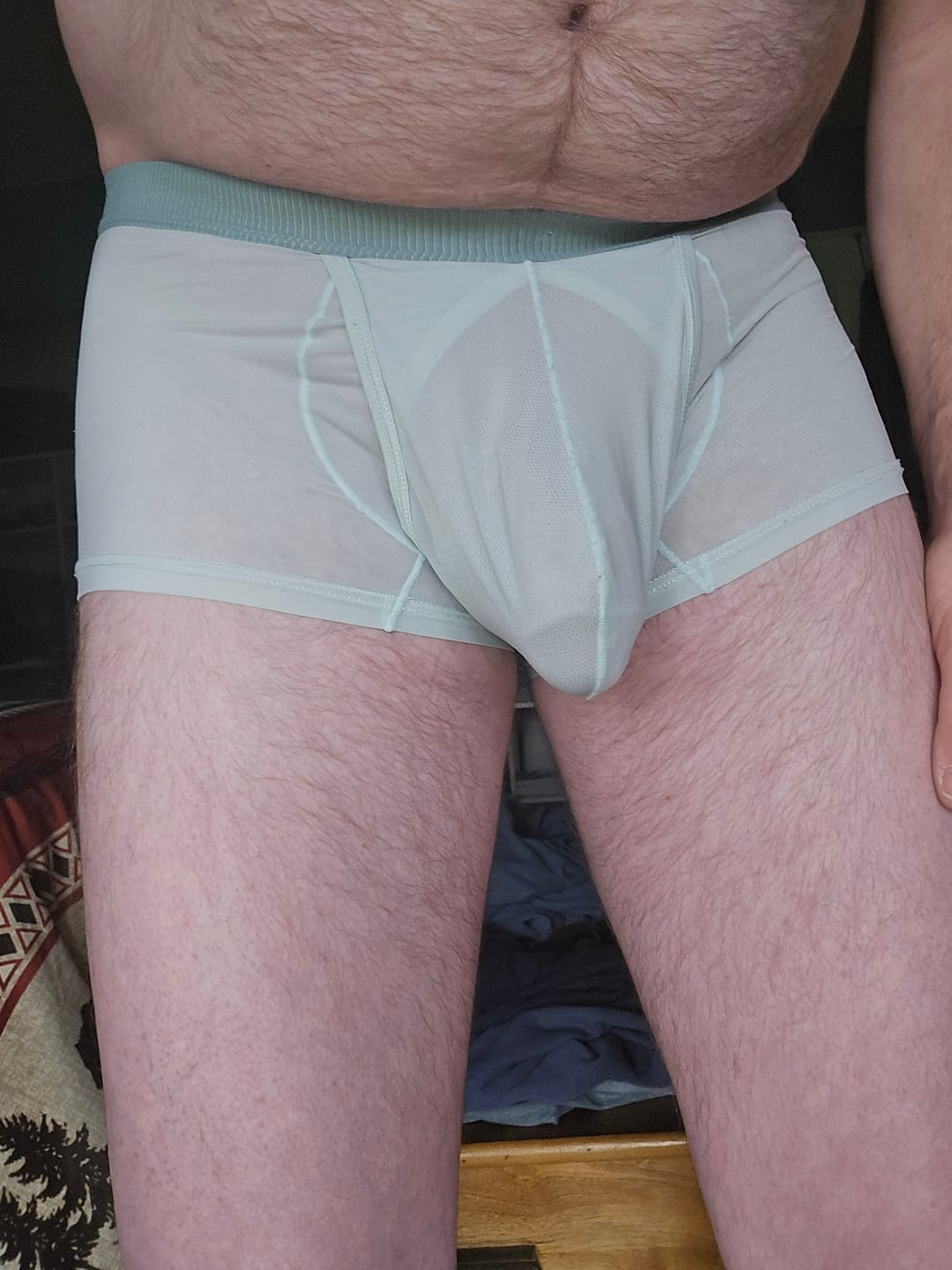 Customer photo review of 2 Pack Men's Ultra-Thin Trunks with Open Fly