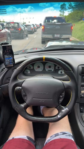 Customer photo review of [Customizable] Carbon Fiber Flat Bottom Steering Wheel for 1994-2004 Ford Mustang SN95 & New Edge