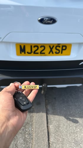 Customer photo review of Personalised Metal Number Plate Keyring