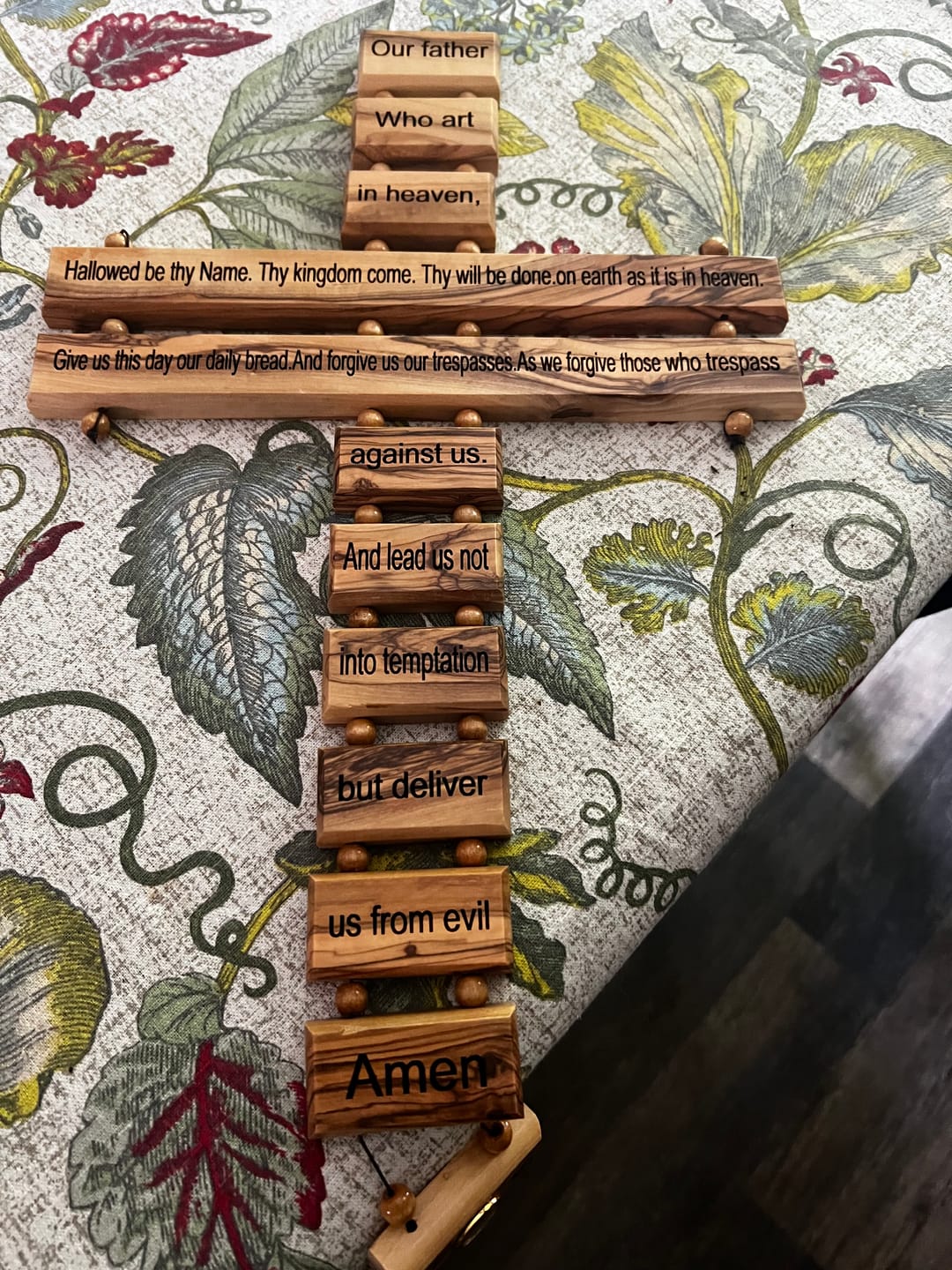 Customer photo review of Large Olive Wood Cross with Lord's Prayer