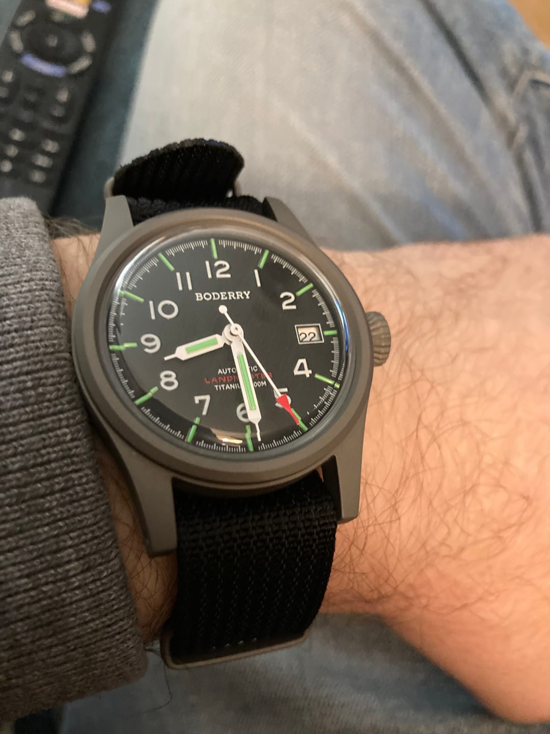 Customer photo review of LANDMASTER - 100M Waterproof Titanium Automatic Field Watch | Black