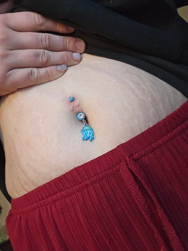 Customer photo review of Piercing Post Length? Fee applies for non-standard sizes as our jeweller will adjust the post length prior to dispatch.