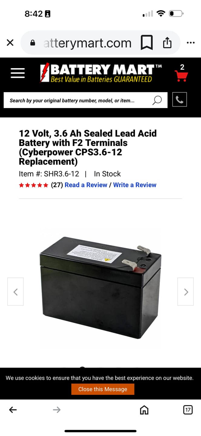 Customer photo review of Honda Power - BATTERY ASSY. (MSDS) - 31500-VH7-801