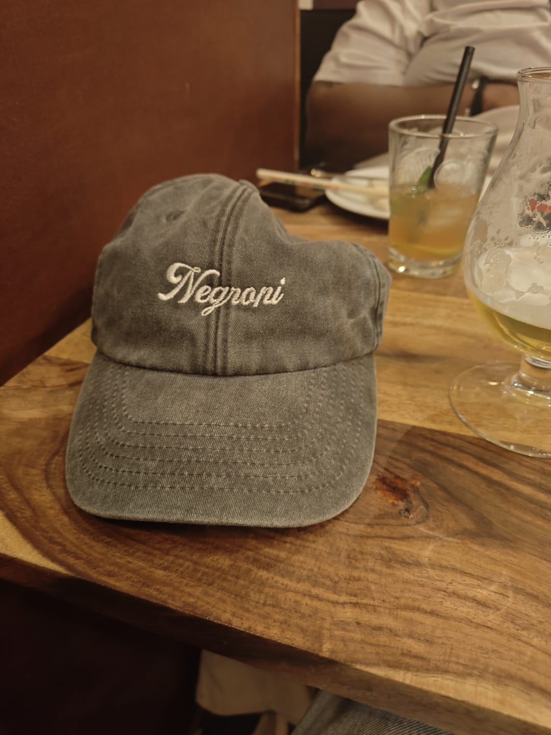 Customer photo review of The Negroni Script Vintage Hat