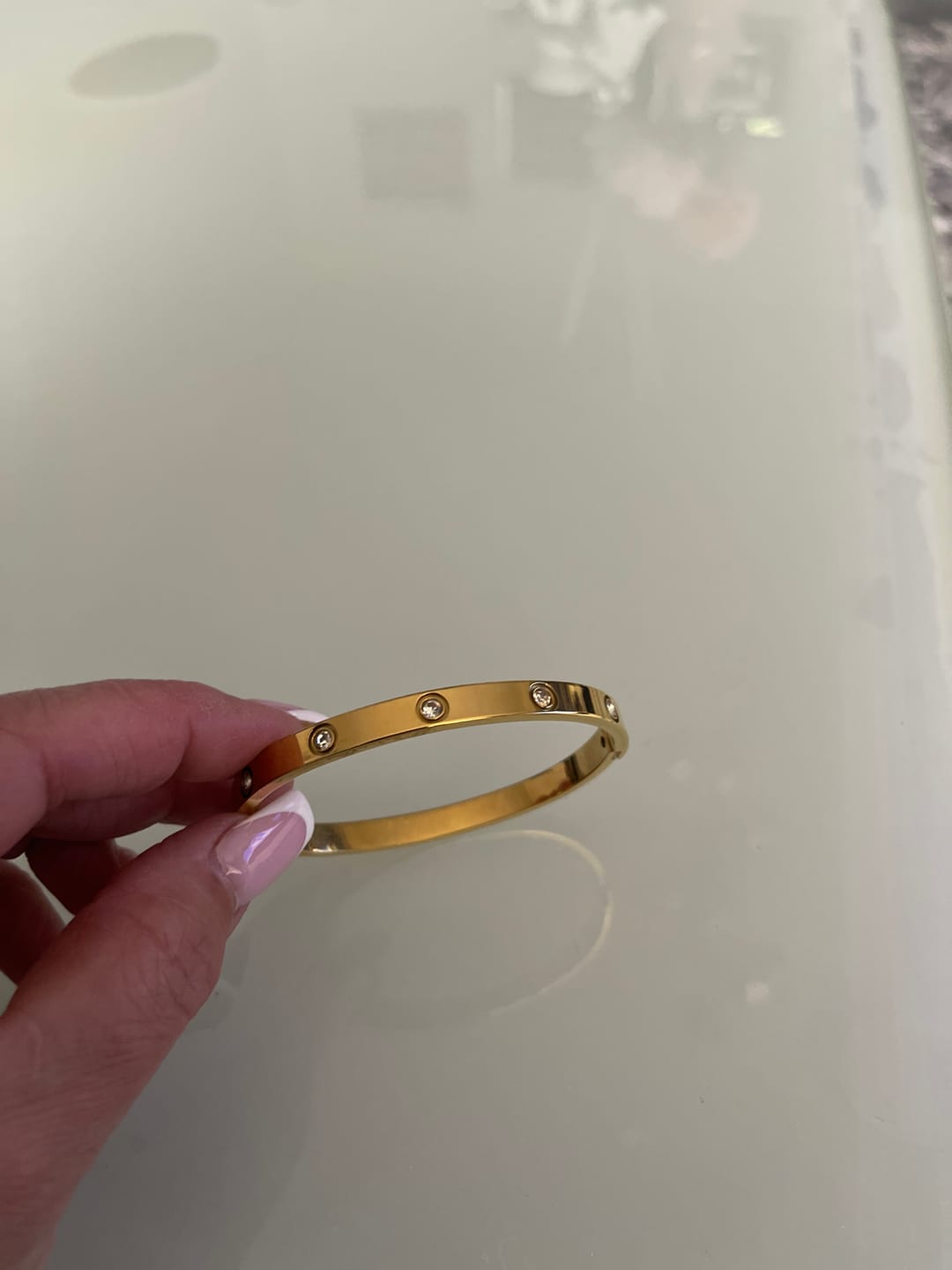 Customer photo review of Deluxe Timeless Stone Ring 14 Karat vergoldet