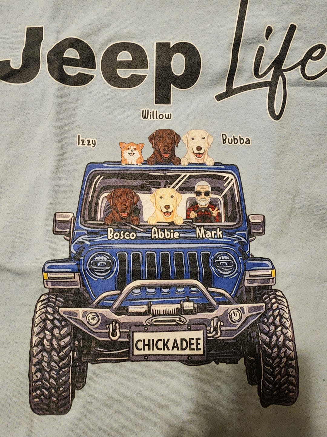 Customer photo review of Custom JP Shirts, JP Life JP Dog JP Cat Apparel CTM00