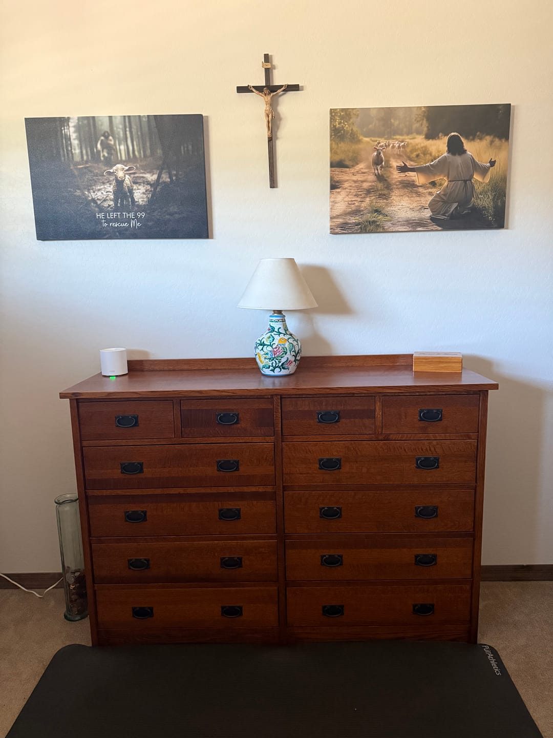 Customer photo review of He Left the 99 to Rescue Me, Jesus and Lost Sheep, Wall Art Canvas