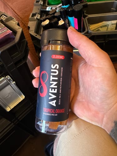 Customer photo review of 8000mg AVENTUS8 GUMMIES BLUE RASPBERRY DELTA 8 + DELTA 9 + THC-P  STRONG EXOTIC BLEND