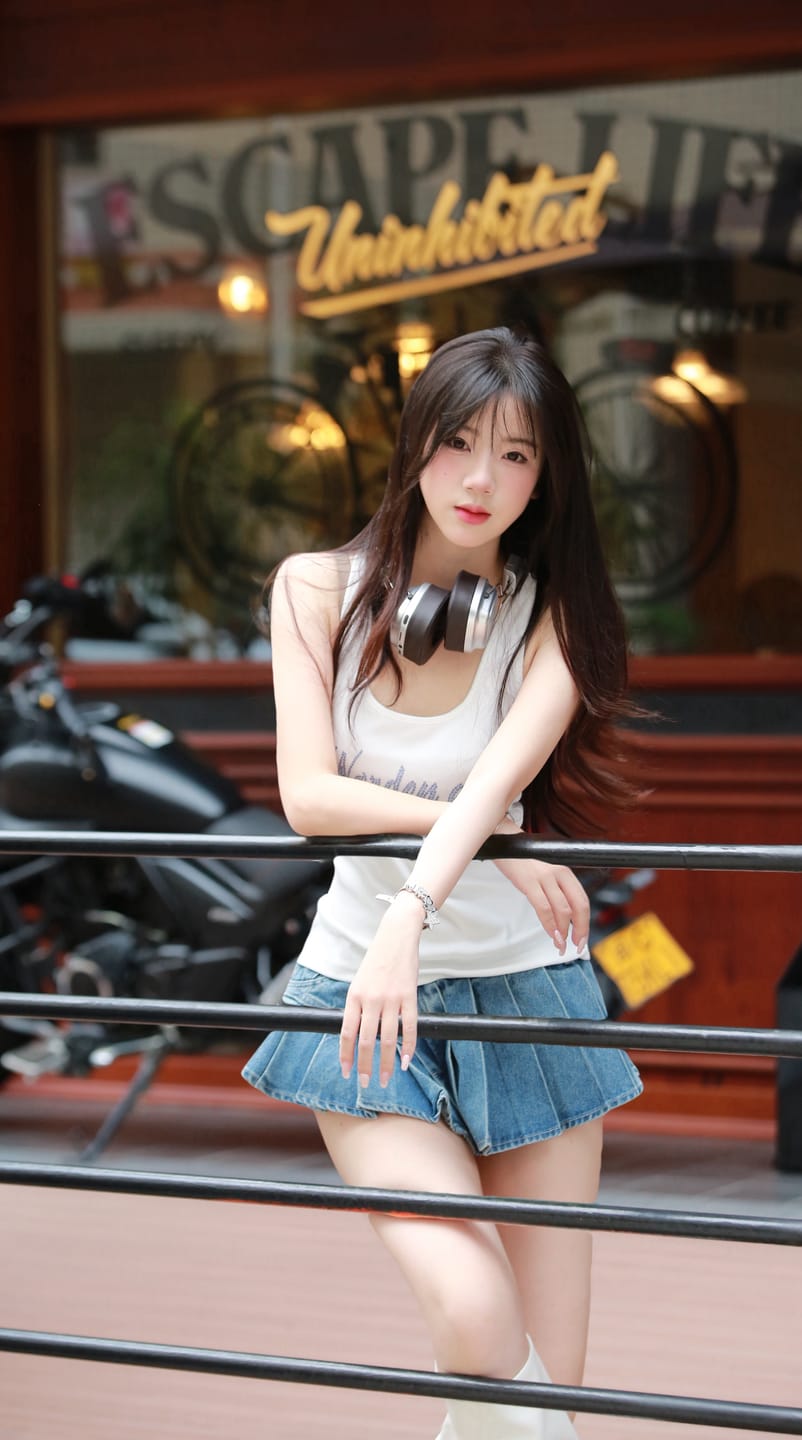 Customer photo review of WARDEN EDGE Pleated Ultra Mini Denim Skirt