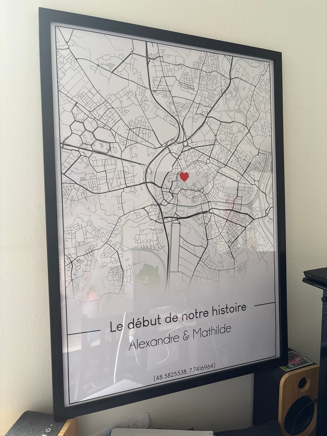 Customer photo review of Affiche Personnalisée Couple La où tout a commencé – Amour & Lieu De Rencontre