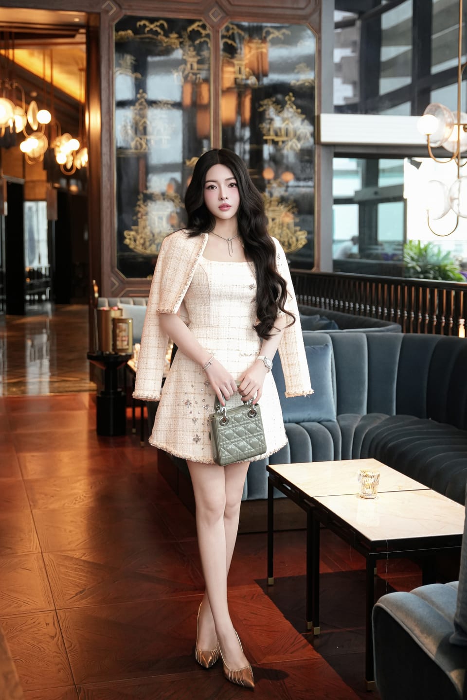Customer photo review of OPALINE Crystal-embellished Tweed Set