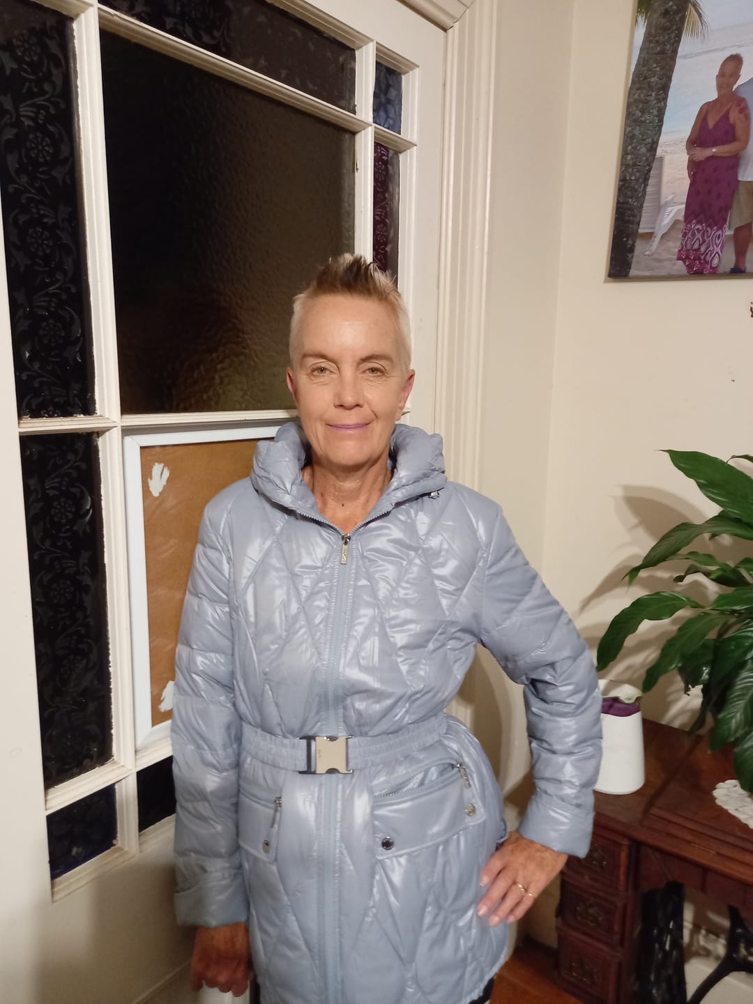 Customer photo review of Anita Women's 90/10 Down Quilted Jacket - Ice Blue