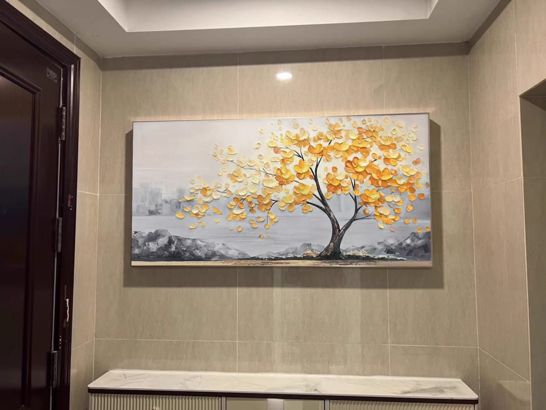 Customer photo review of Flower And Tree Textured Painting Canvas #FT005