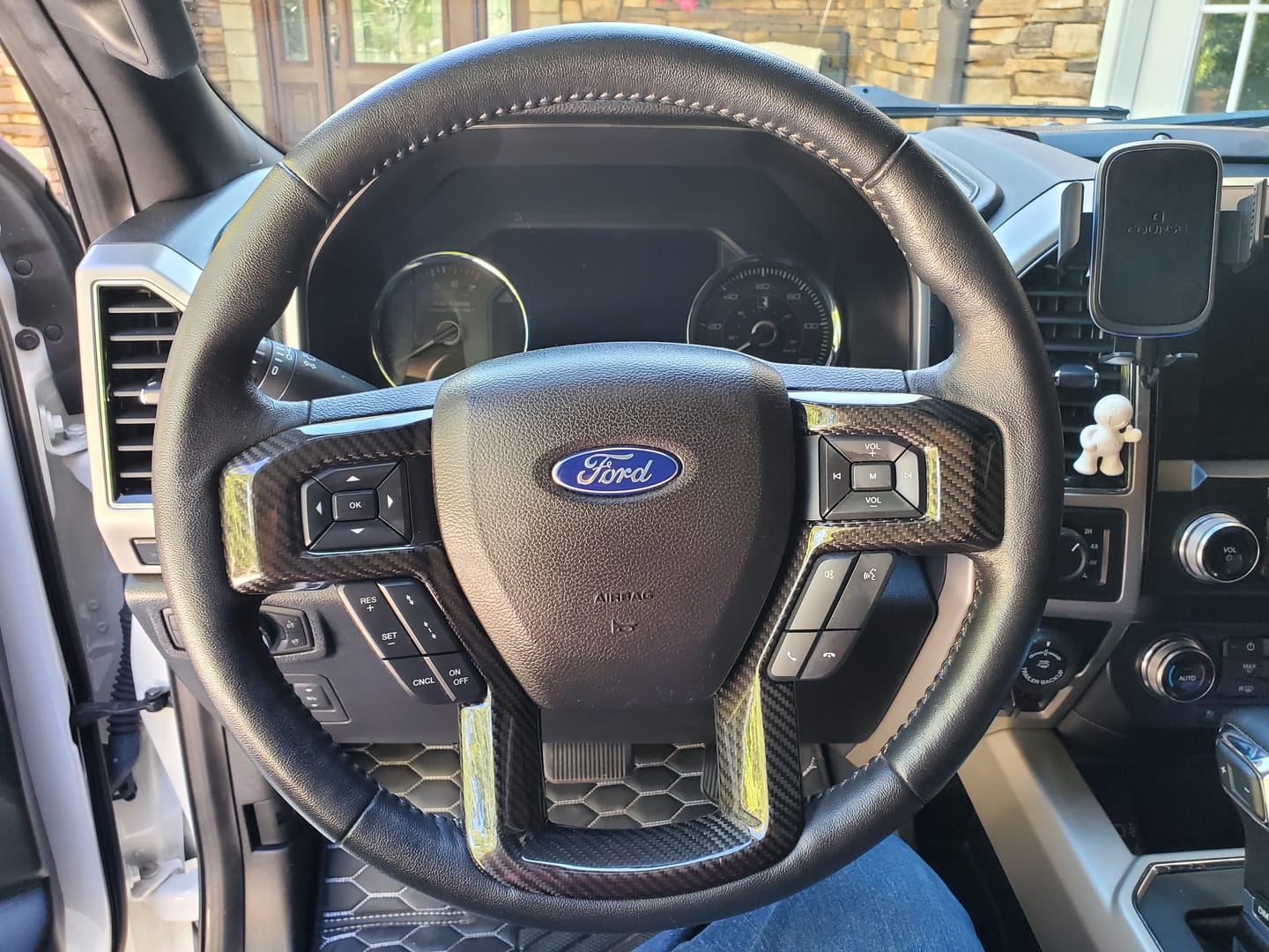 Customer photo review of F150 2015-2020 Steering Wheel Trim Hard Carbon Fiber Cover