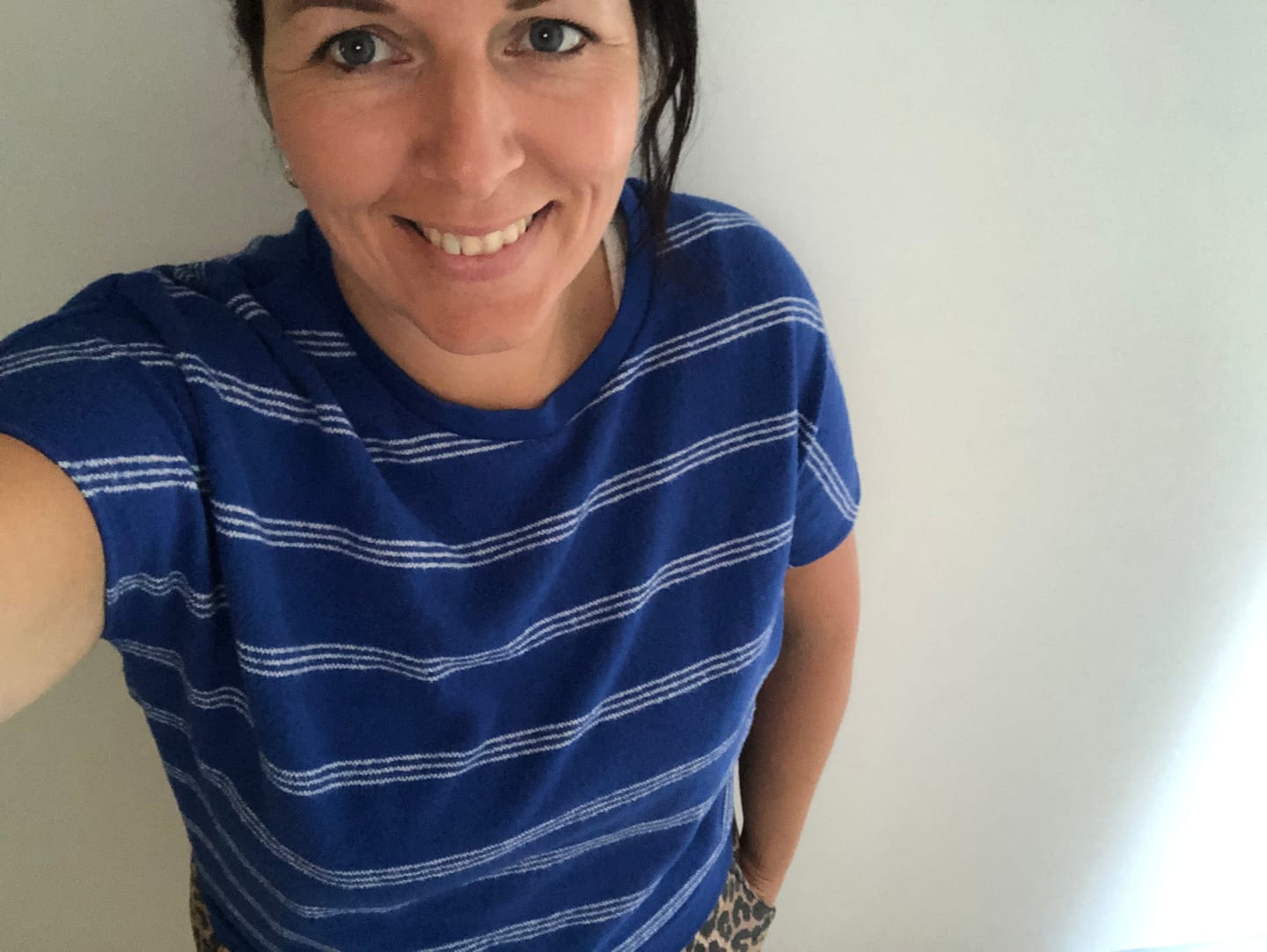 Customer photo review of Knitted Shortsleeve Sweater Lucia - Royal Blue Stripes
