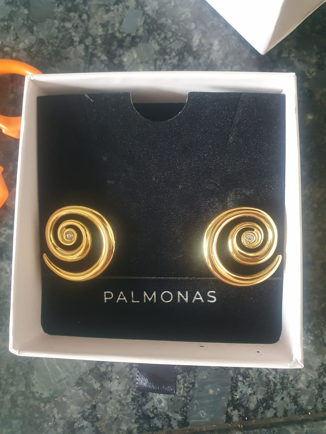 Customer photo review of Cosmic Swirl Earrings