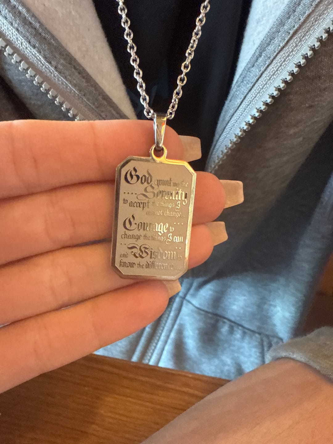 Customer photo review of Serenity Prayer Dog Tag