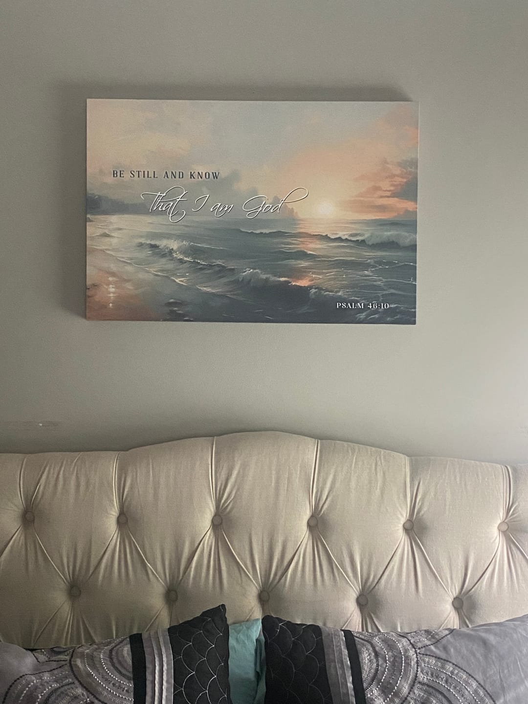 Customer photo review of Be Still and Know, Seascape, Psalm 46:10 Wall Art Canvas Print