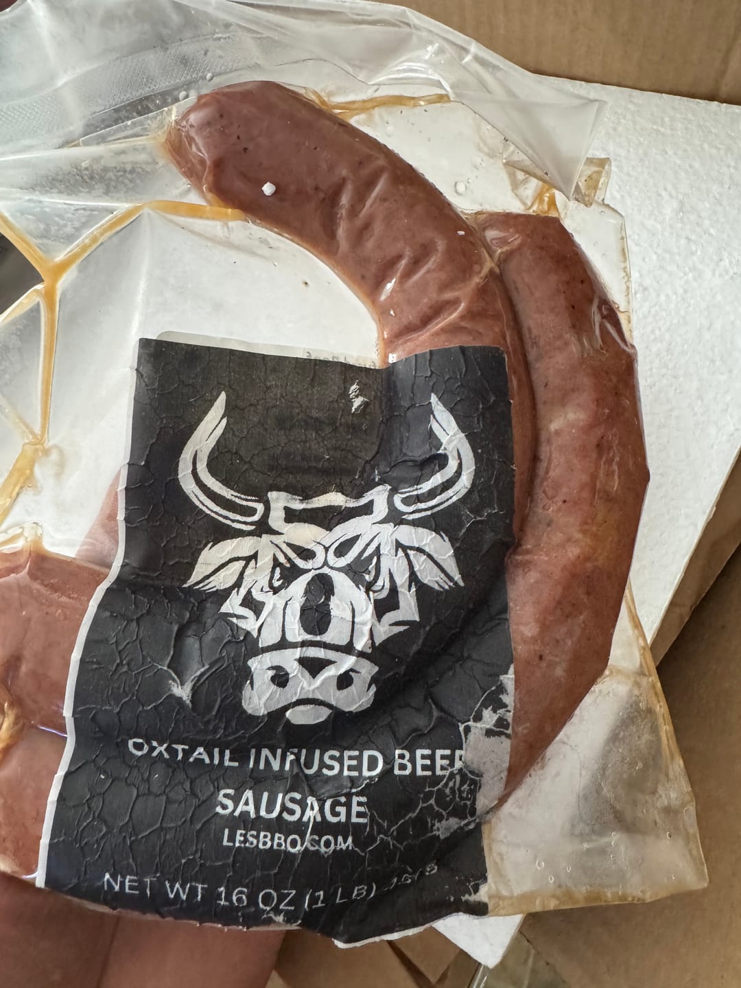Customer photo review of Oxtail Infused Beef Sausage