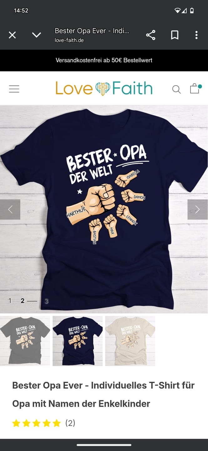 Customer photo review of Bester Opa Ever - Individuelles T-Shirt für Opa mit Namen der Enkelkinder