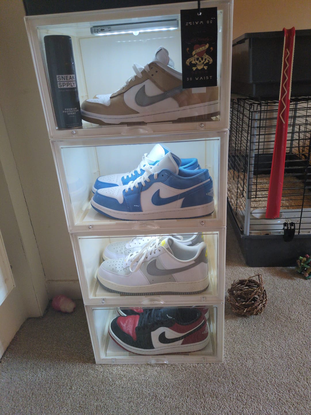 Customer photo review of STACK V1 Sneaker Display Crates - White (2 Pack)
