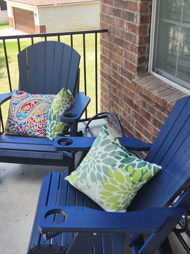 Customer photo review of DuraWeather Poly® King Size Folding Adirondack Chair with Built-in Cup Holders