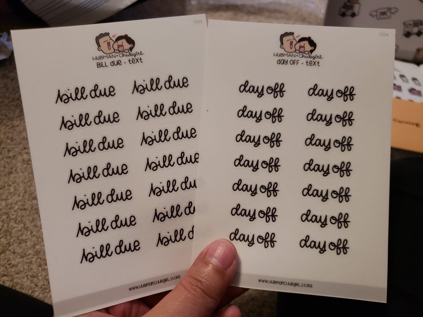 Customer photo review of Day Off Text Planner Stickers