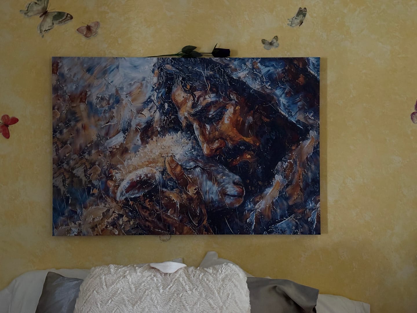 Customer photo review of Abstract Painting of Jesus and Lost Lamb Wall Art Canvas