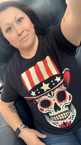 Customer photo review of El Mexicano 4th Of July Calacas T-Shirt