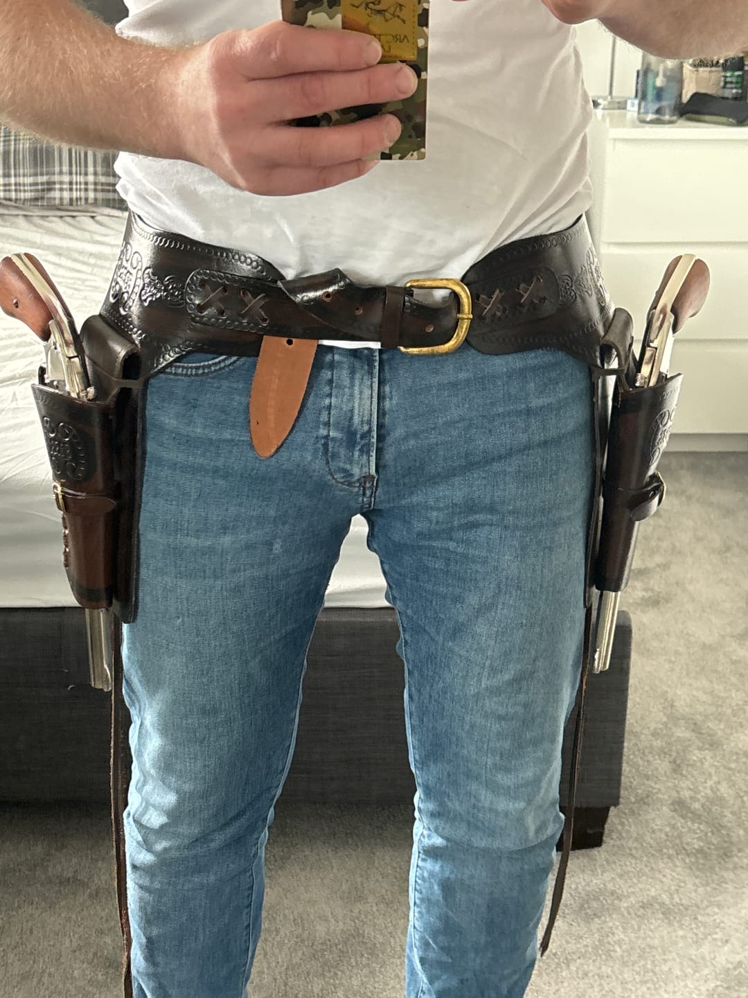 Customer photo review of Double Leather Cartridge (Brown) Belt (AW1060)
