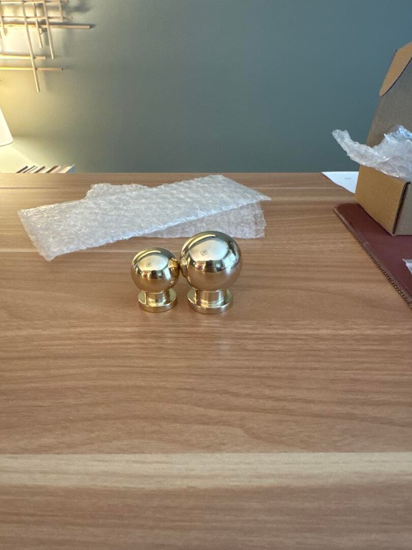 Customer photo review of Brass Ball Knob - Unlacquered Polished Brass