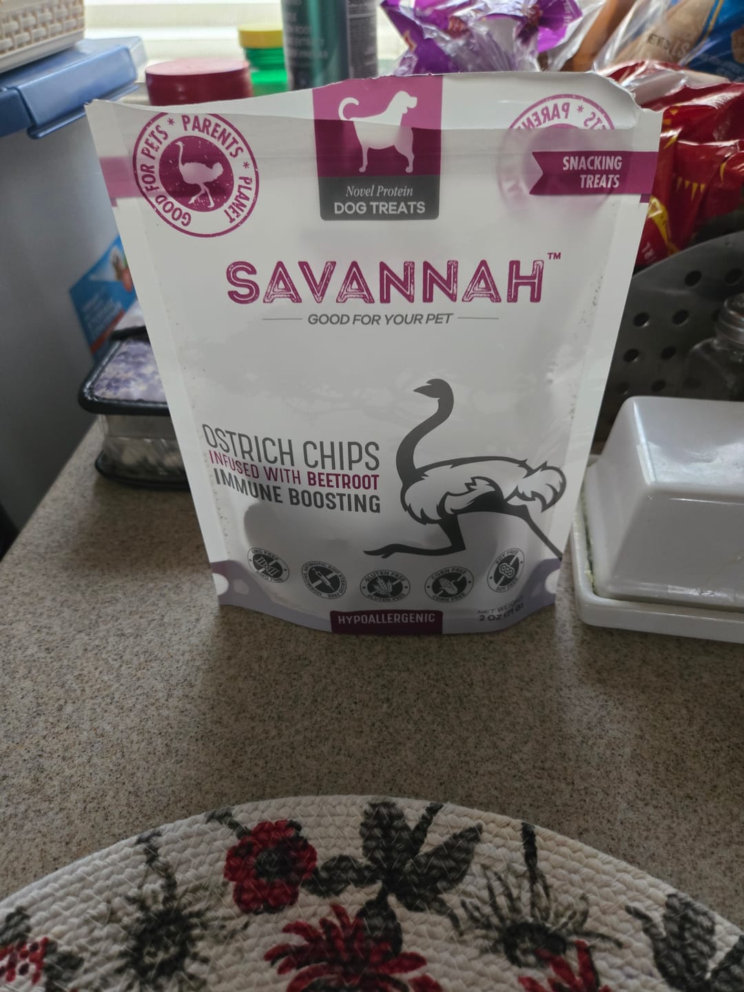 Customer photo review of Ostrich Chips with Beetroot (2.5oz): The Flavorful, Immune-Boosting Treat for Dogs