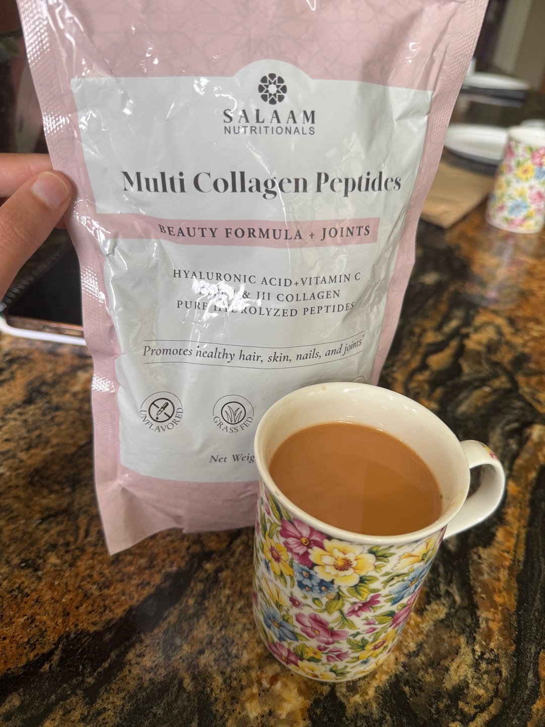 Customer photo review of Pure Halal Collagen Hydrolyzed Peptides Type 1 & 3 Powder - With Vitamin C & Hyaluronic Acid | Salaam Nutritionals