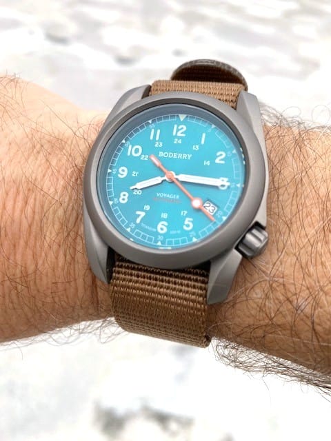 Customer photo review of VOYAGER - 100M Waterproof Titanium Automatic Field Watch | Peacock Green