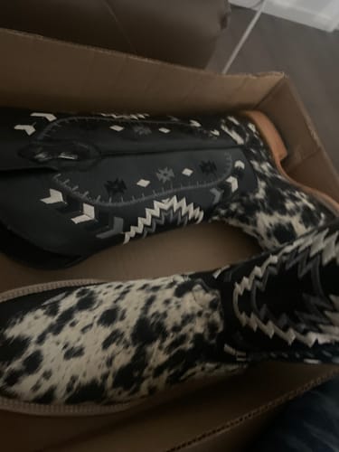 Customer photo review of Genuine Cowhide Boots - Square Toe