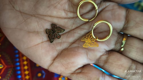 Customer photo review of Sylvia Butterfly Hoop Earrings