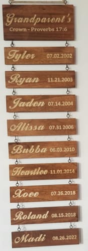 Customer photo review of Personalized Grandkids Hanging Sign | 2024 Version Engraved Design
