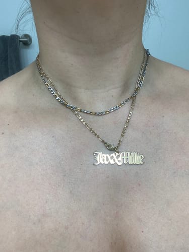 Customer photo review of Two Toned Figaro Chain Necklace
