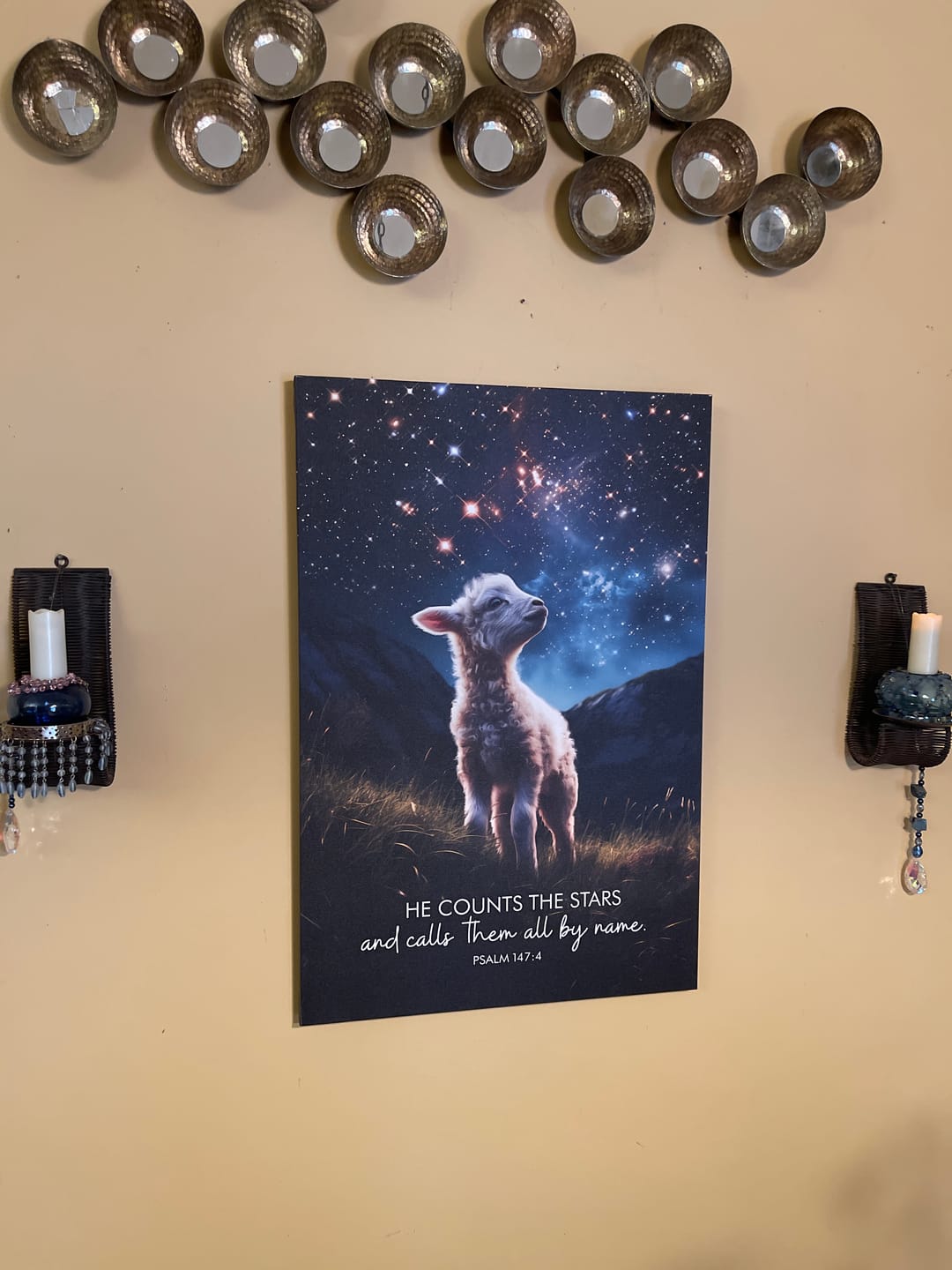 Customer photo review of He Counts The Stars And Calls Them All By Name Psalm 147:4 Wall Art Canvas