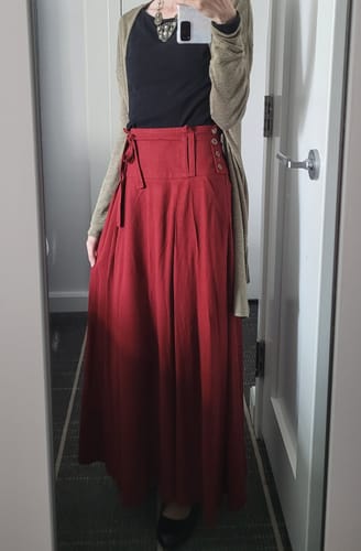 Customer photo review of Dark red skirt linen skirt maxi women skirt 1035#