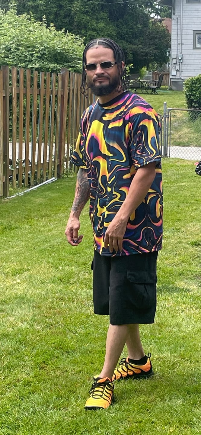 Customer photo review of Pink Plus Black Equals Yellow PREMIUM TEE
