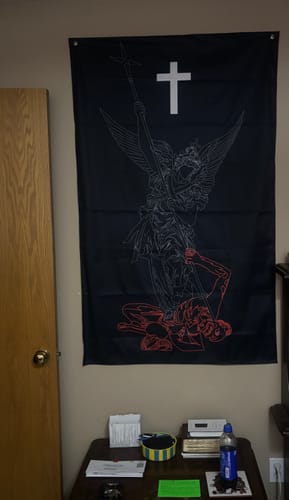 Customer photo review of SAINT MICHAEL Flag