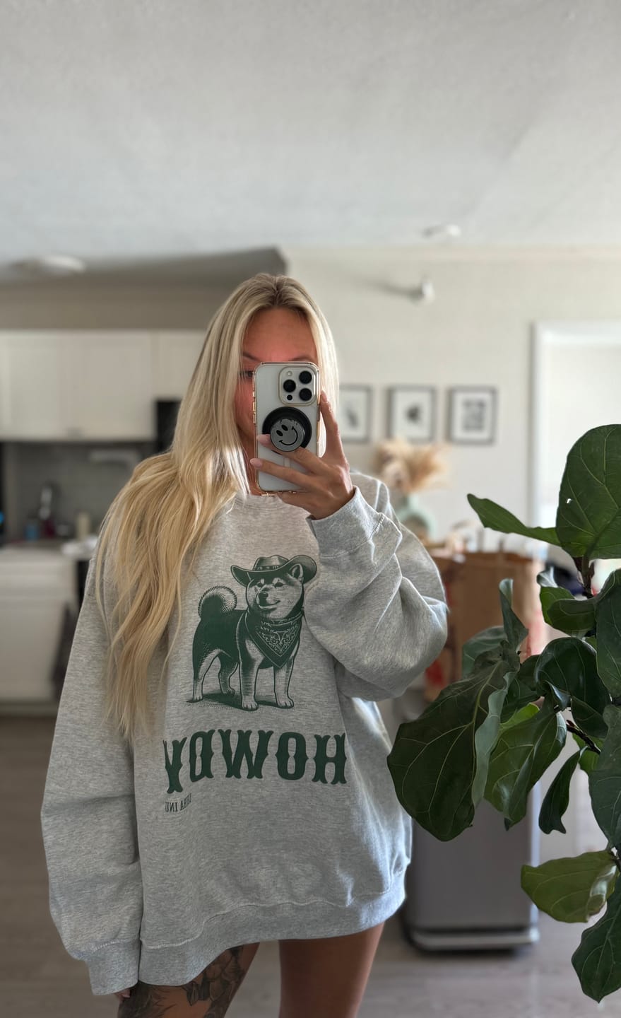 Customer photo review of Howdy Shiba Inu Sweatshirt