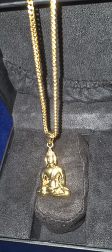 Customer photo review of FREE HipHopBling Gold Sitting Buddha Pendant and Franco Chain
