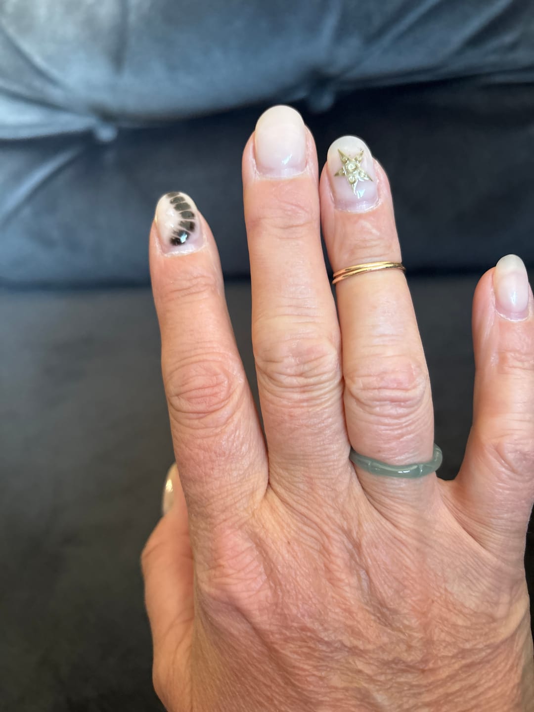 Customer photo review of Buddha Stones Natural Jade Bamboo Prosperity Abundance Ring