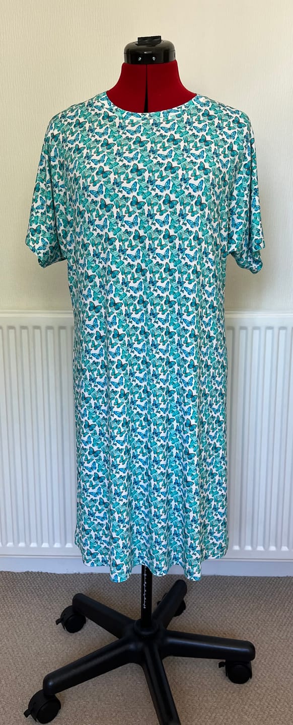 Customer photo review of Blue and Teal Butterflies Bamboo Jersey Fabric